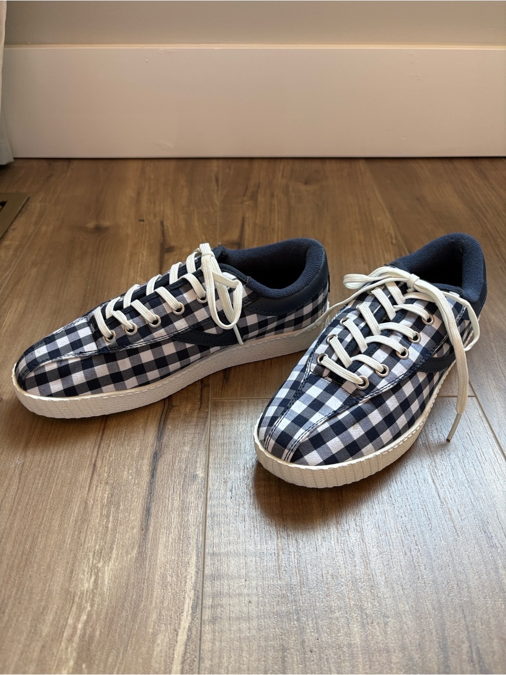 Tretorn Navy and White Gingham Sneakers